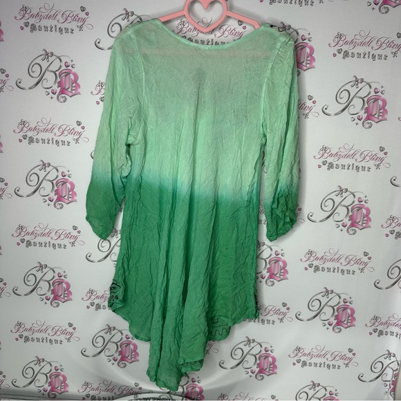 Didi’s dress ombré green embroidered embroidery floral corset lace up tie up - Picture 2 of 9